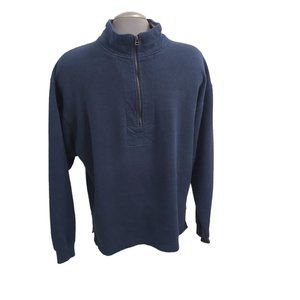 Lee Sport Fleece Shirt Zipper Nutmeg Mills Polyester Cotton Navy Men Size Large